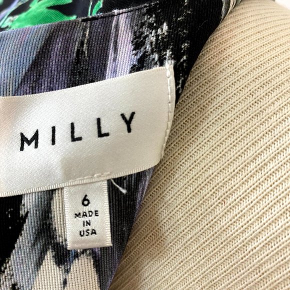 Milly Chloe Dress Painted Floral Sheath V Neck - Picture 10 of 11